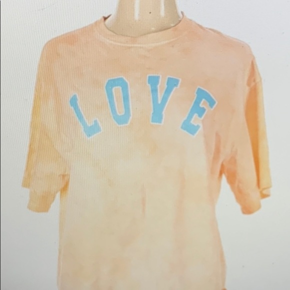 Stunner California |Women's Size L| Peach/Pink "LOVE" Cropped Tie Dye Tee NWT - Picture 6 of 8